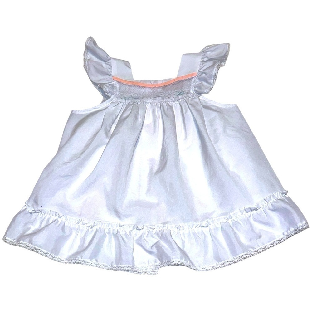 Vintage Alyssa Ruffle Sleeve Dress - Size 4, White with Pink Accent